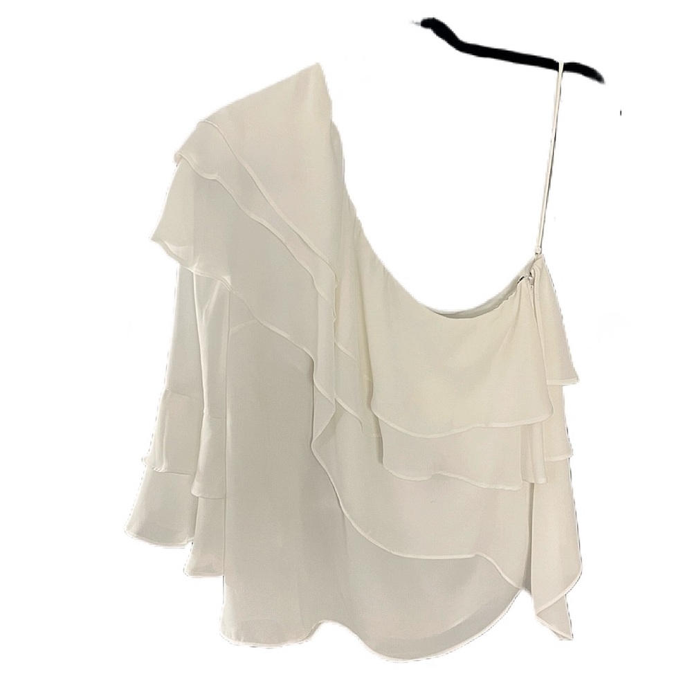 Alice & Olivia Hilaria Elegant White Ruffled Women's Top